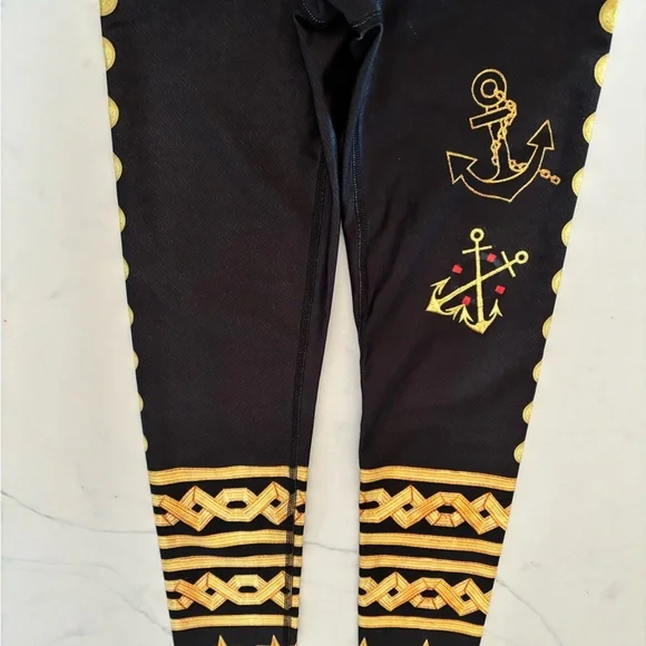 TEREZ•military anchor stars stripes black leggings small NWT - Picture 4 of 6